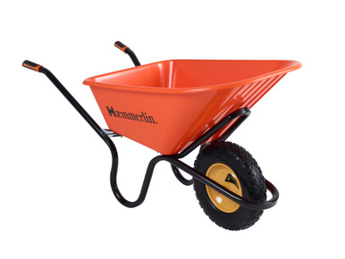 Further photograph of Crusader Wheelbarrow Orange HDPE Tray Puncture Free Tyre 120L