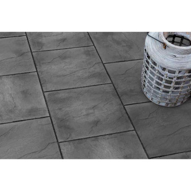 Further photograph of Ryton Riven Concrete Paving Slabs 600mm x 600mm x 38mm - Charcoal