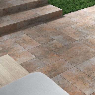 Further photograph of Outdoor tiles Burlington Rust Porcelain Patio Pack 20mm