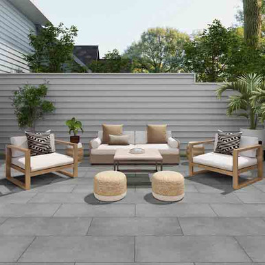 Further photograph of Station Porcelain Paving Slabs 600mm x 1200mm x 20mm - Iron