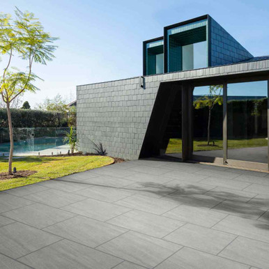 Further photograph of Global Stone Porcelain Paving, Ashen, UKCA Approved, 600 x 900 x 20mm