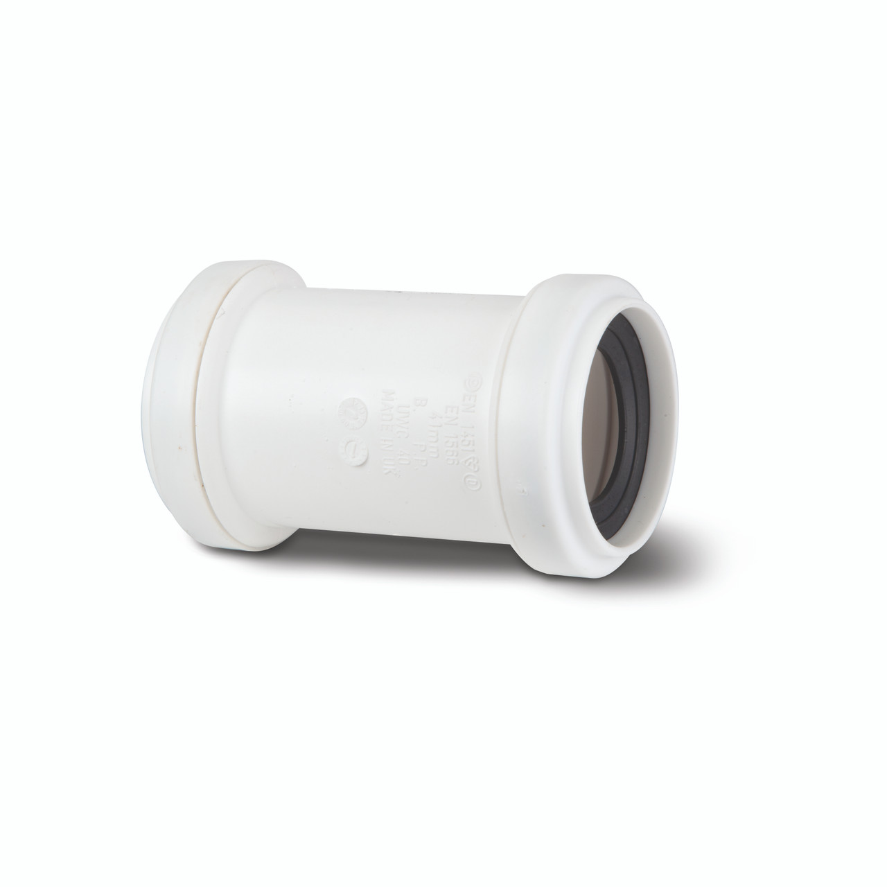 Photograph of Polypipe Push Fit Waste 40mm White Universal Coupler