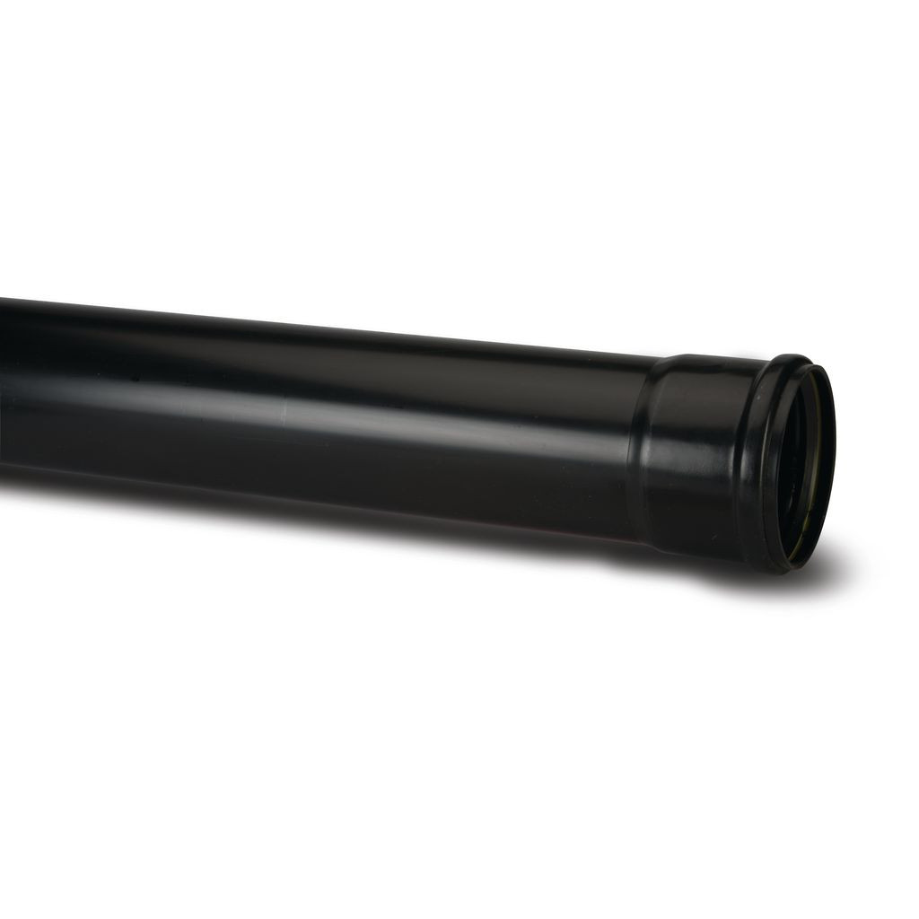 Photograph of Polypipe Soil & Vent 82mm Black 3m Single Socket Pipe