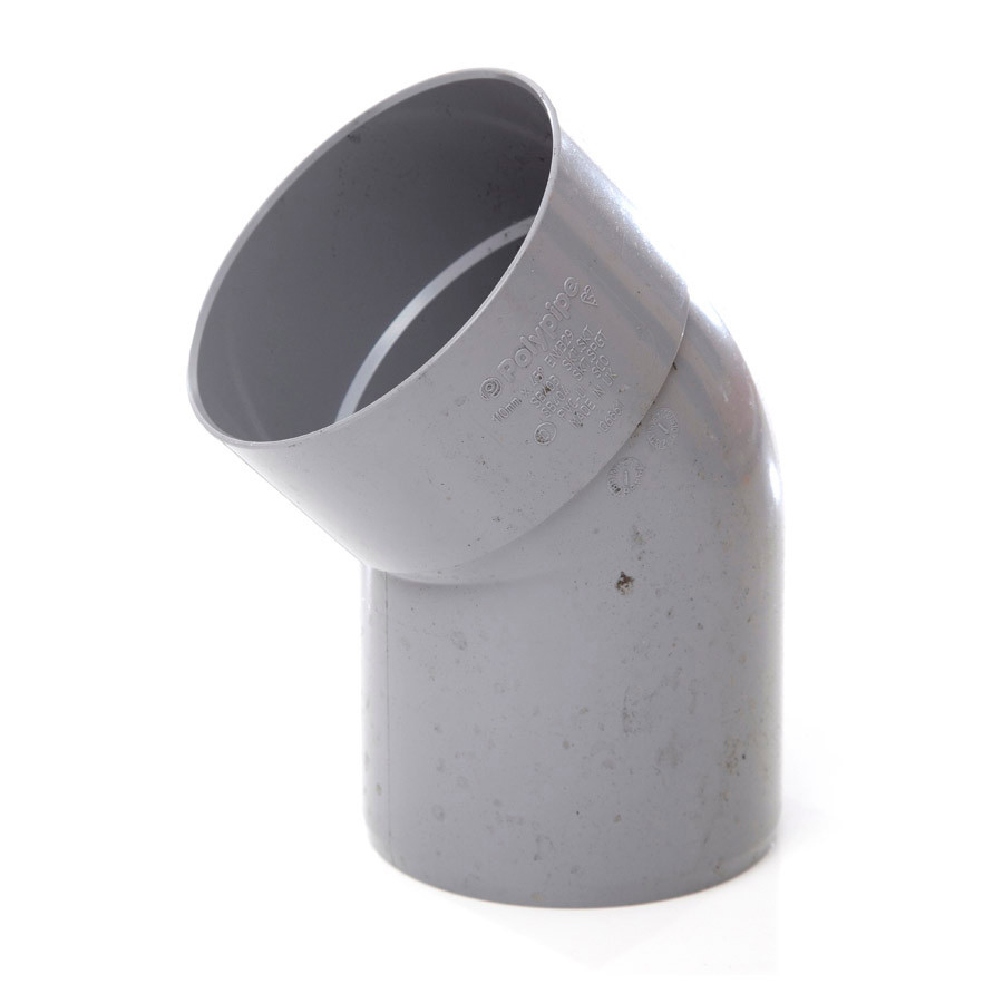 Photograph of Polypipe Soil & Vent 110mm 135? Solvent Socket x Spigot Offset Bend Grey SB404