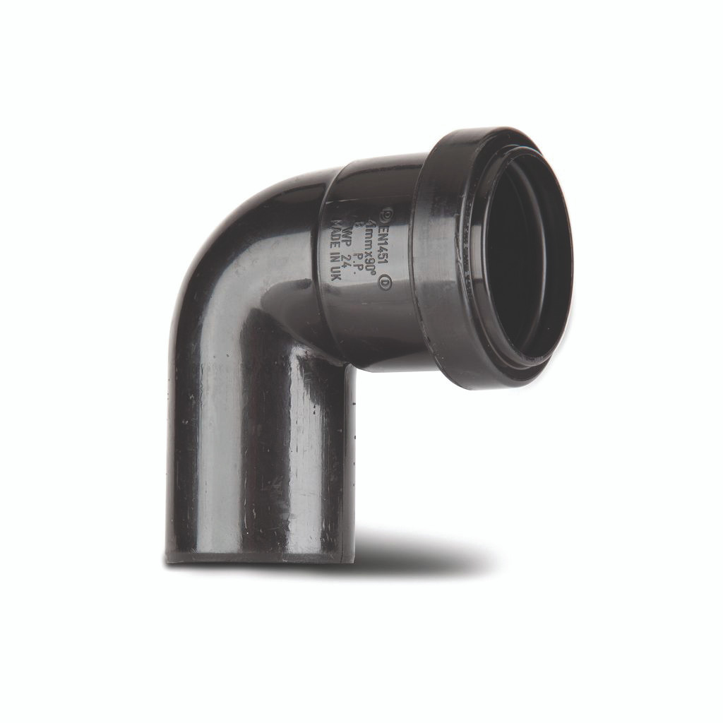 Photograph of Polypipe Push Fit Waste 32mm Black Swivel Elbow M/F