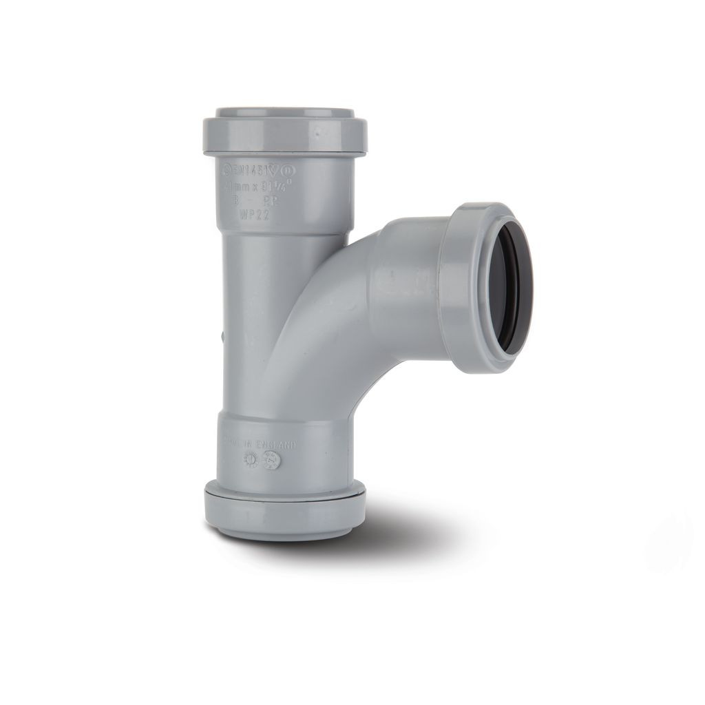 Photograph of Polypipe Push Fit Waste 32mm Grey Swept Tee