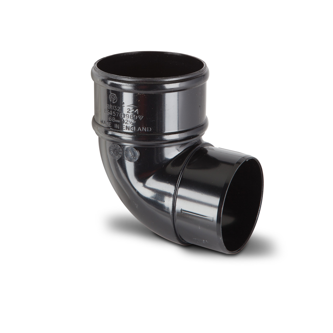 Photograph of Polypipe Round Pipe 68mm Black Bends 92.5Deg