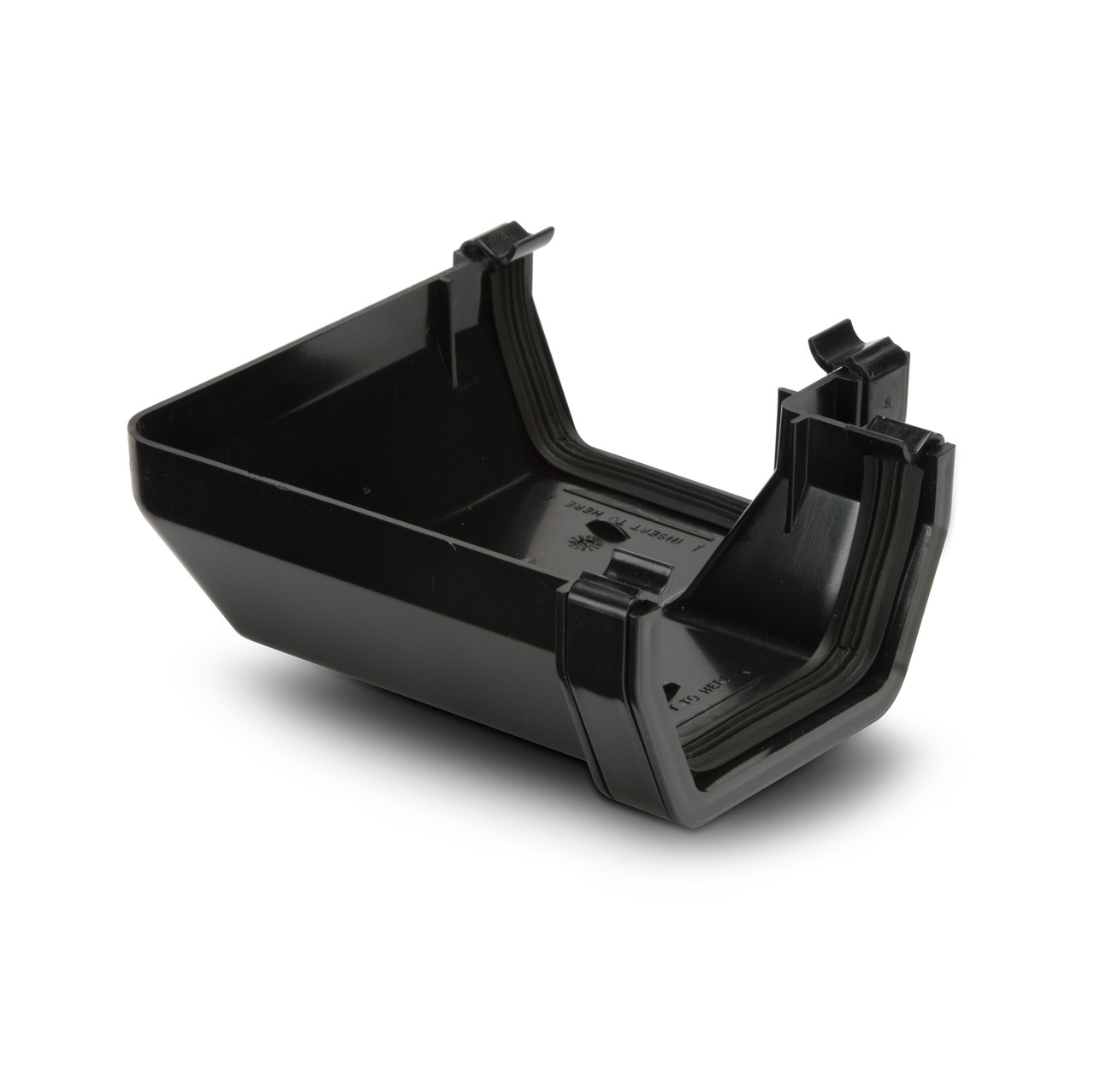 Photograph of Polypipe Square 112mm Black Gutter Angle 90Deg