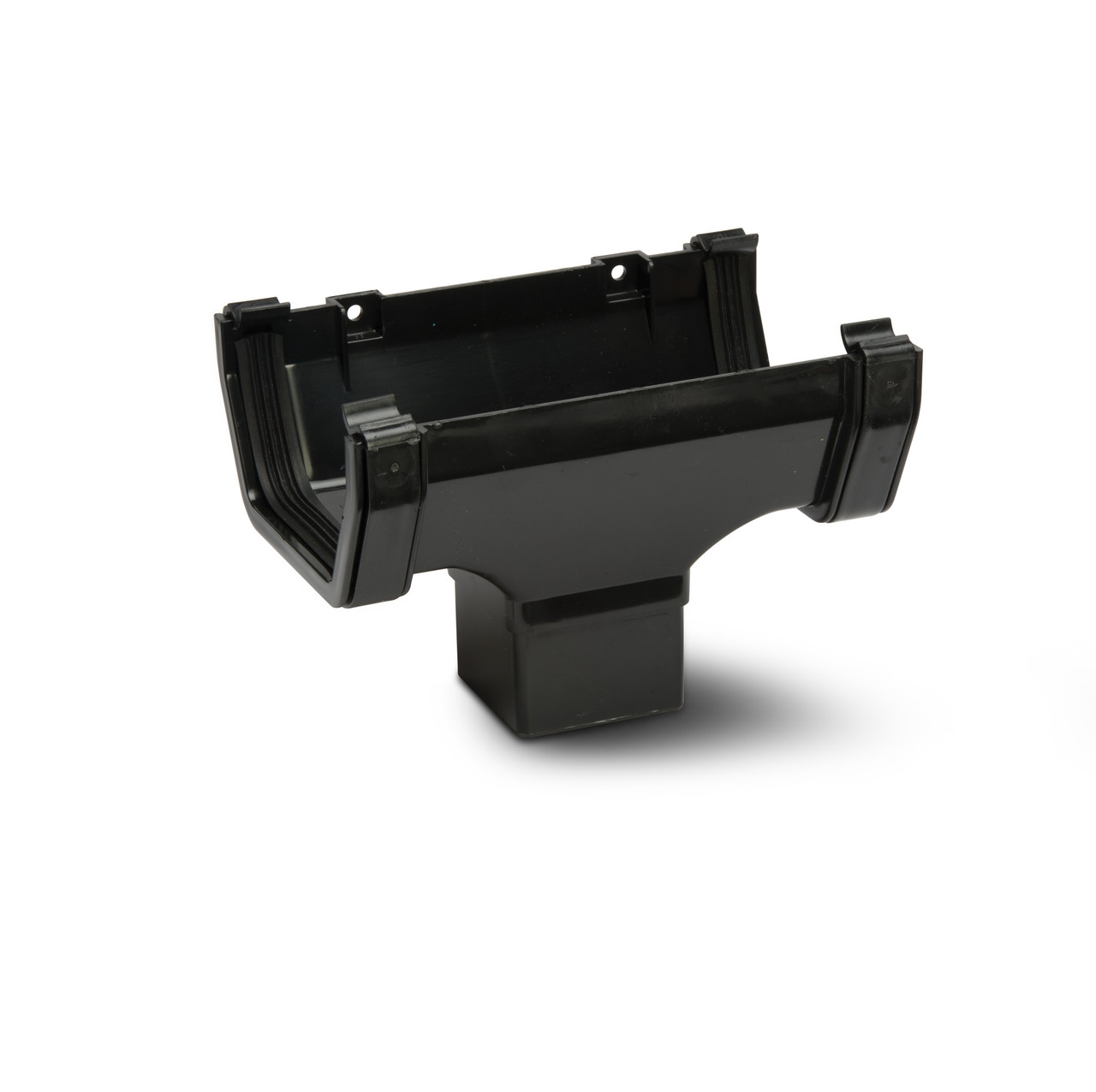 Photograph of Polypipe Square 112mm Black Gutter Run Outlet