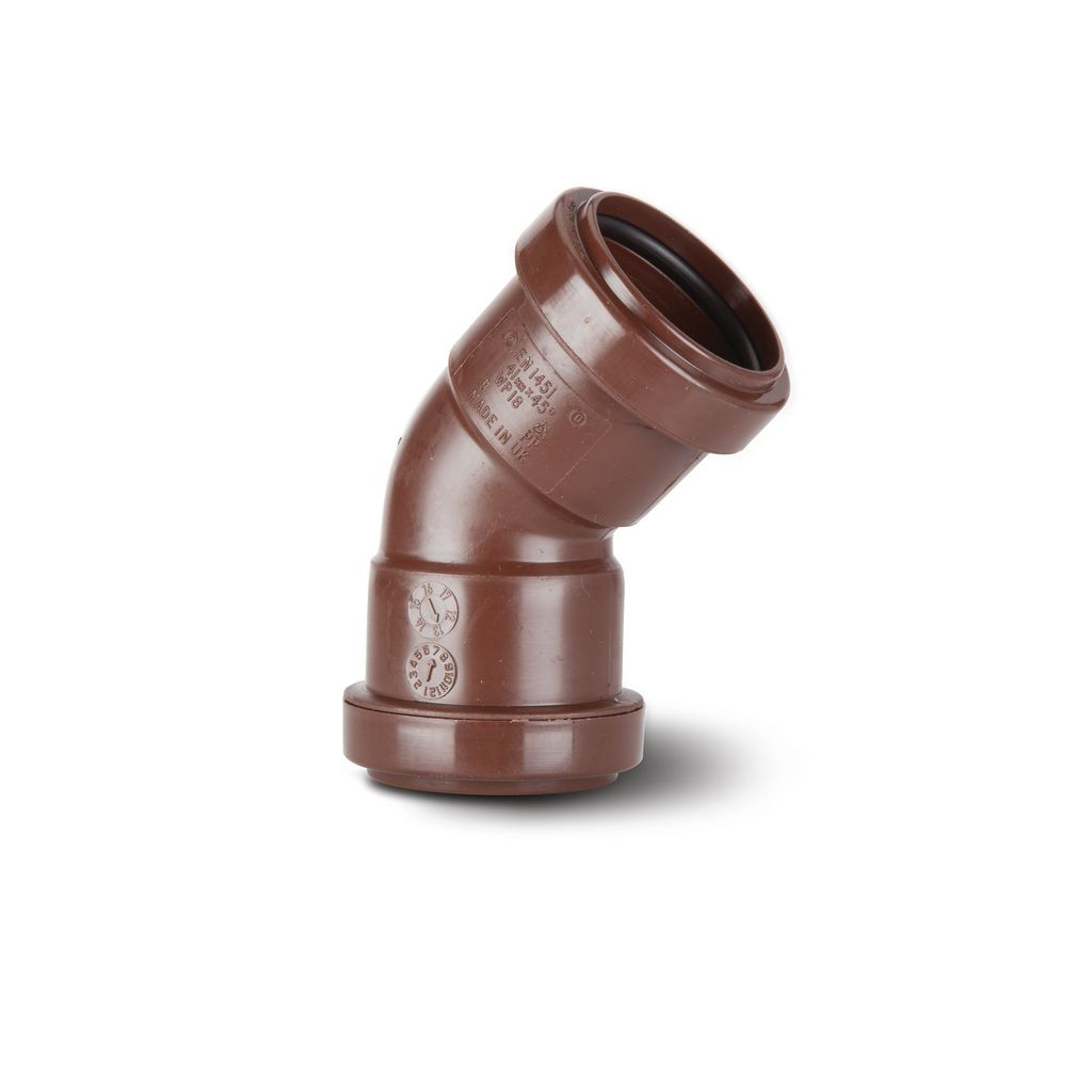 Photograph of Polypipe Push Fit Waste 40mm Brown Obtuse Elbow 45Deg