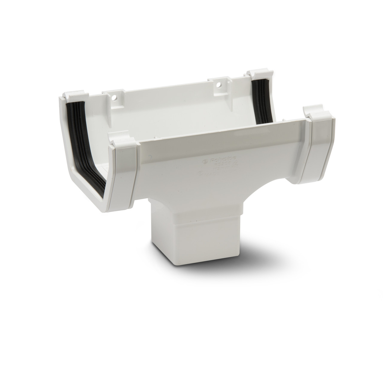 Photograph of Polypipe Square 112mm White Gutter Run Outlet