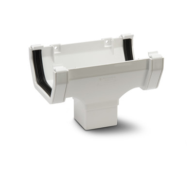 Further photograph of Polypipe Square 112mm White Gutter Run Outlet