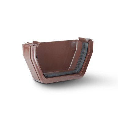 Further photograph of Polypipe Square 112mm Brown Gutter External Stop End