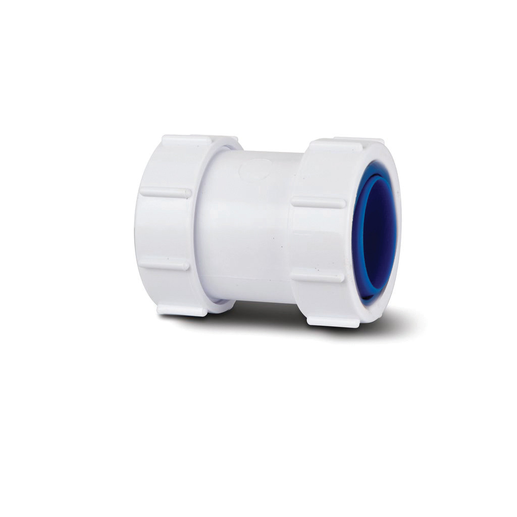 Photograph of Polypipe Universal Comp Waste White Straight Connector 32mm