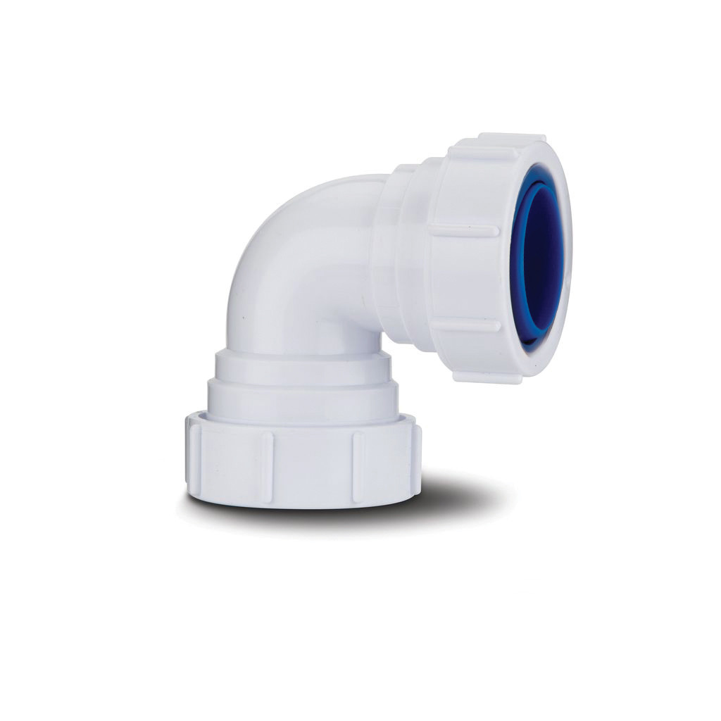 Photograph of Polypipe Universal Compression Waste White 32mm Knuckle Bend