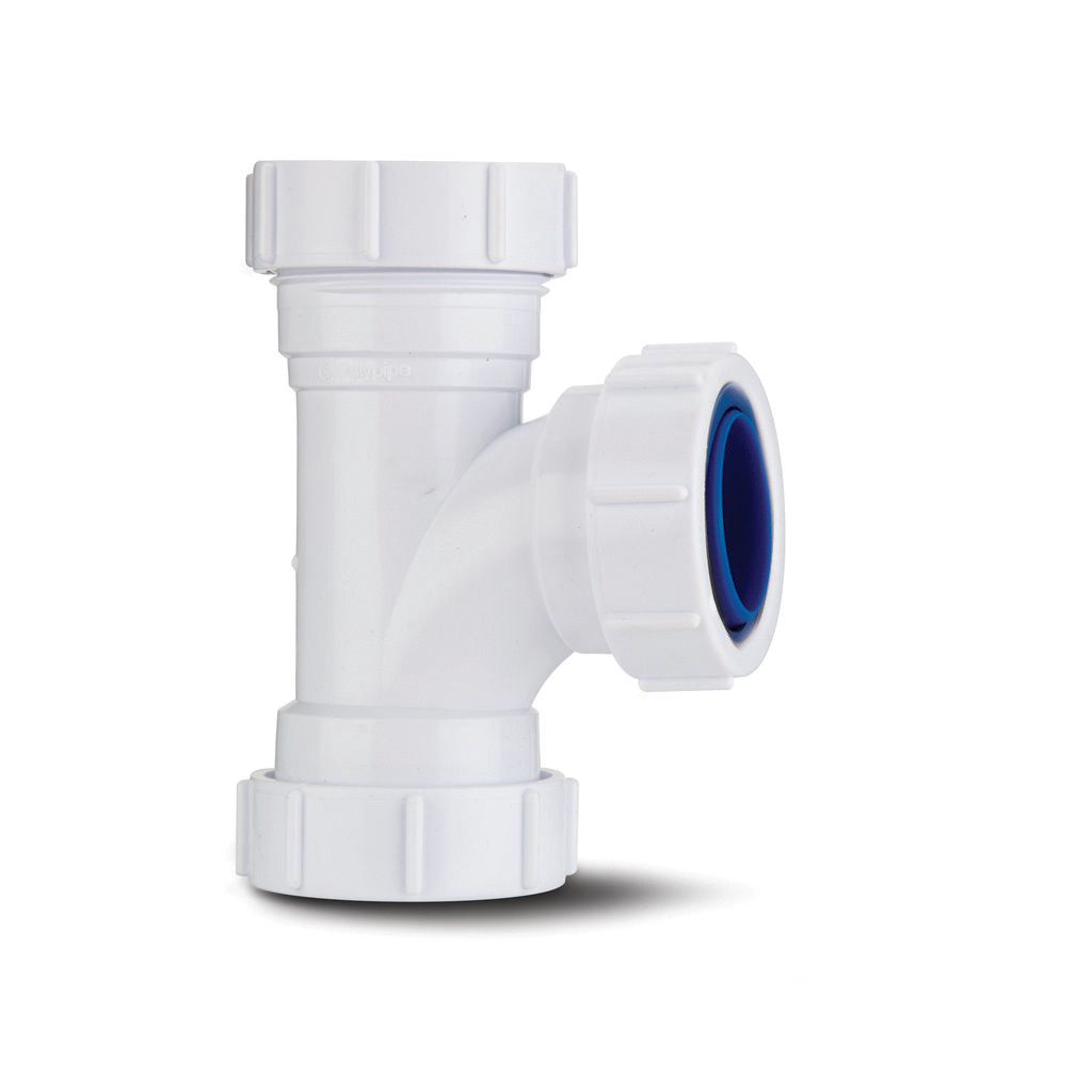 Photograph of Polypipe Universal Compression Waste White 32mm Equal Tee