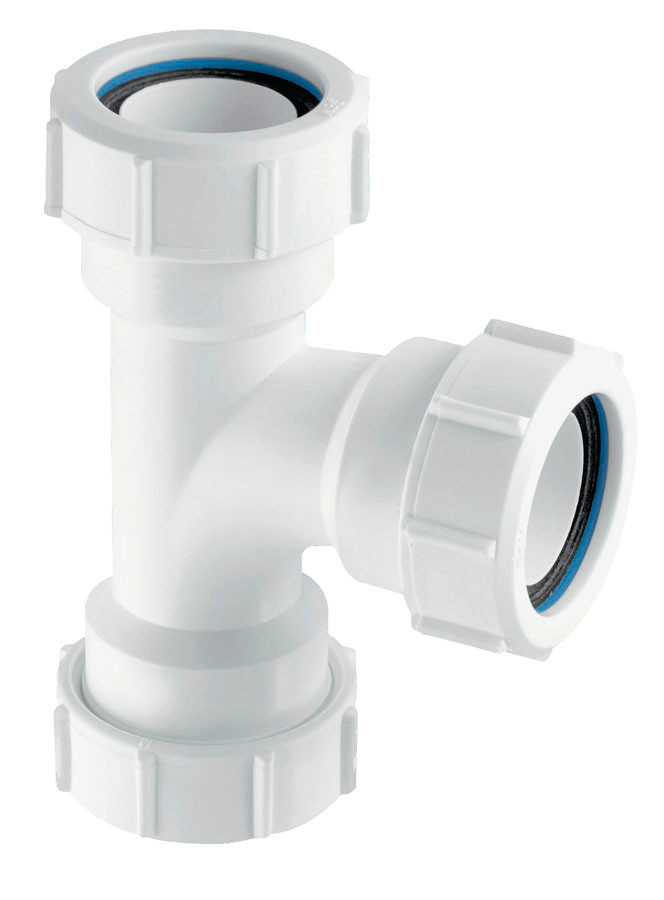 Photograph of McAlpine 50mm Multifit Fittings Swept Tee 50mm White