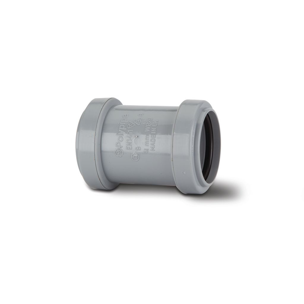 Photograph of Polypipe Push Fit Waste 40mm Grey Straight Connector