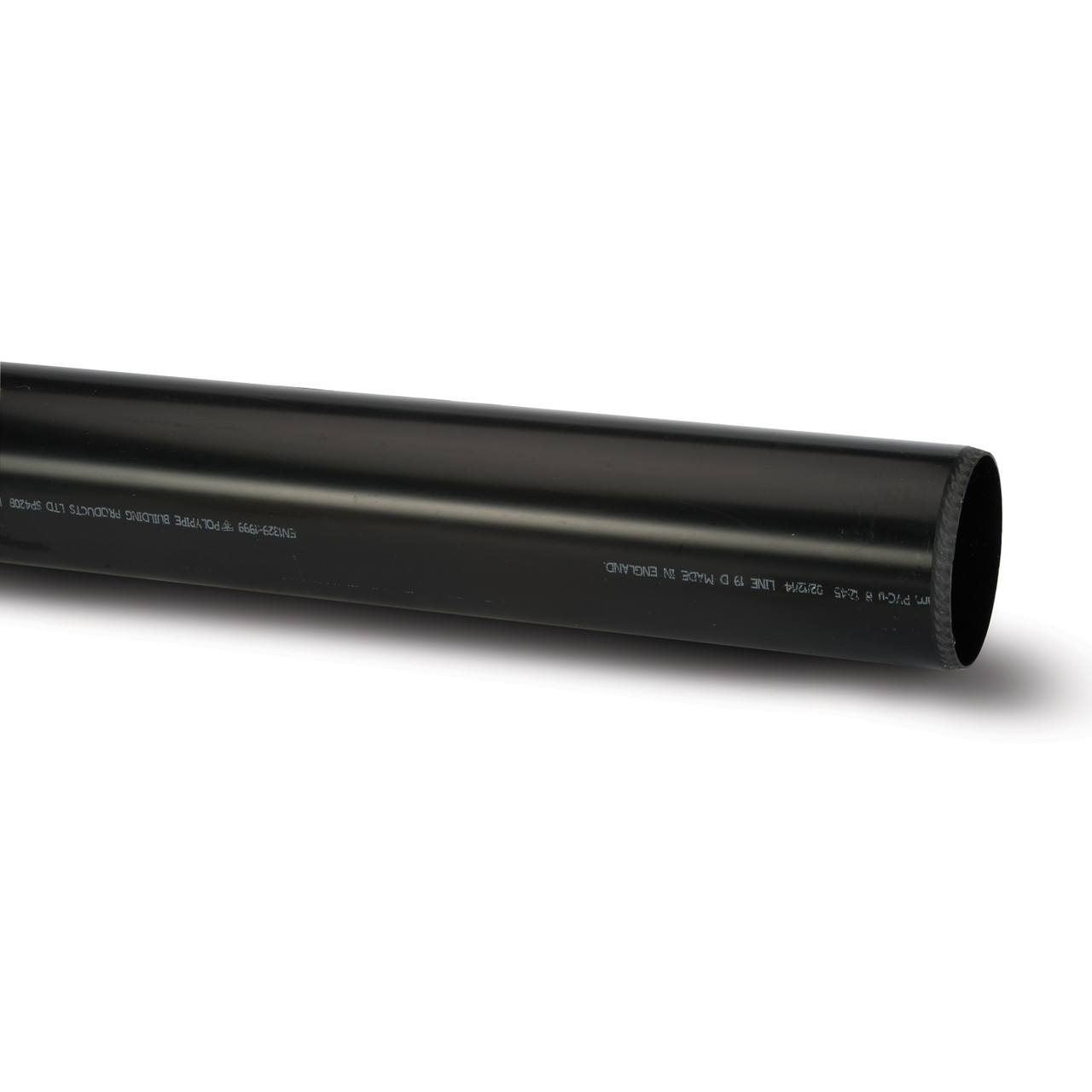 Photograph of Polypipe Soil & Vent 110mm Black 3m Plain End Pipe Black