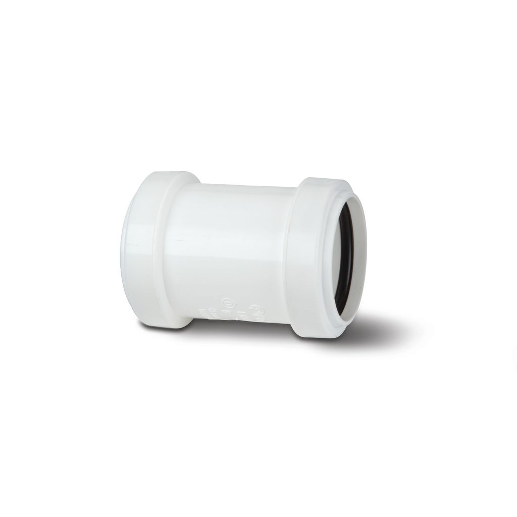 Photograph of Polypipe Push Fit Waste 40mm White Straight Connector