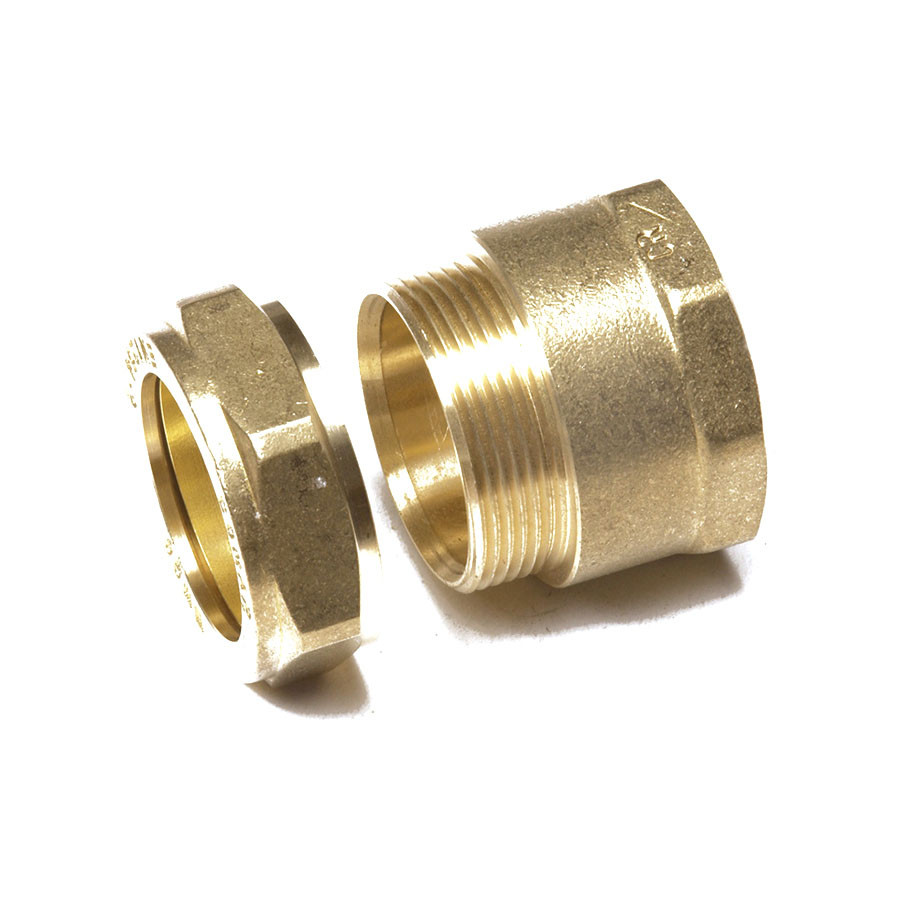 Photograph of Compression Fitting DZR FI x C Straight Connector 1" x 10mm