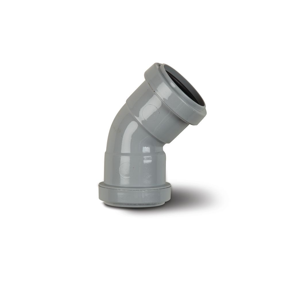 Photograph of Polypipe Push Fit Waste 50mm Grey Obtuse Elbow 45Deg