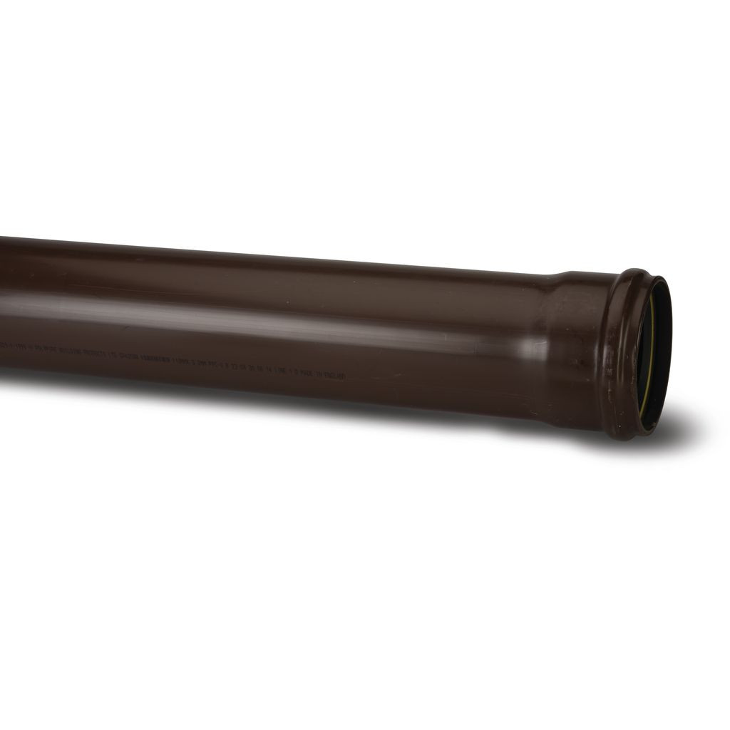 Photograph of Polypipe Soil & Vent 110mm Brown 4m Single Socket Pipe