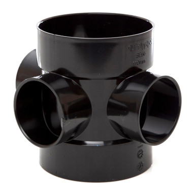 Further photograph of Polypipe Soil & Vent 110mm Double Solvent Socket Short Boss Pipe Black SE60