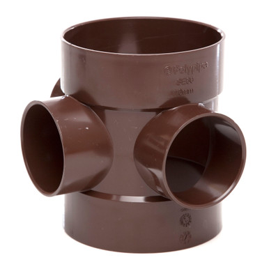 Polypipe Soil & Vent 110mm Double Solvent Socket Short Boss Pipe Brown SE60 product image