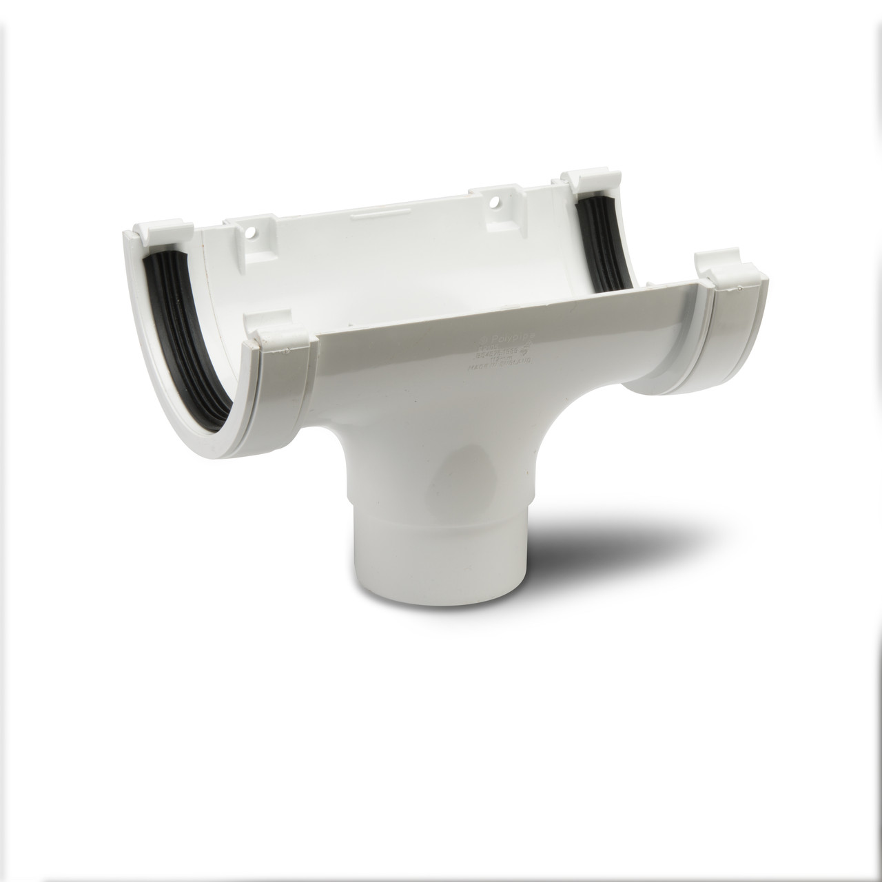 Photograph of Polypipe Half Round 112mm White Gutter Run Outlet