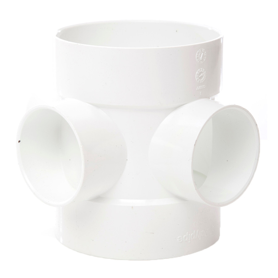 Photograph of Polypipe Soil & Vent 110mm Double Solvent Socket Short Boss Pipe White SE60