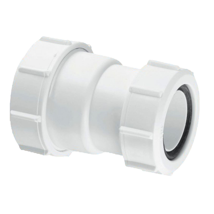 Photograph of McAlpine Multifit Straight Connector White 1½" x 1¼"