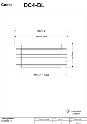 Further photograph of McAlpine DC4-BL 110mm Blank Cap