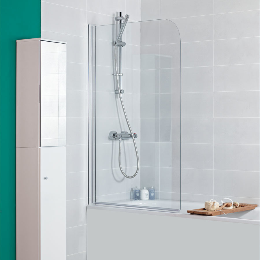 Photograph of Reversible Curved Bath Screen 820mm x 1360mm Chrome Plated