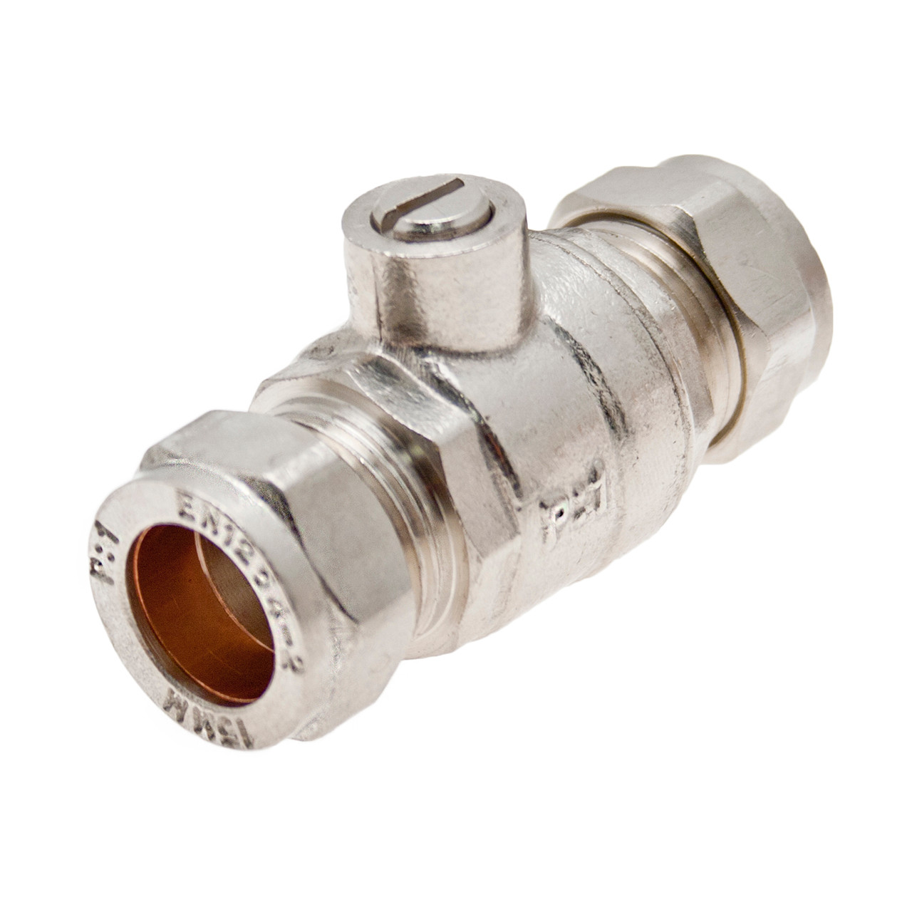 Photograph of 15mm Compression Full Bore Chrome Isolating Valve