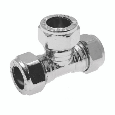 Further photograph of Compression Fitting Equal Tee 15mm Chrome