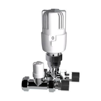 Further photograph of 15mm Straight Thermostatic Radiator Valve White/Chrome (Twin Pack)