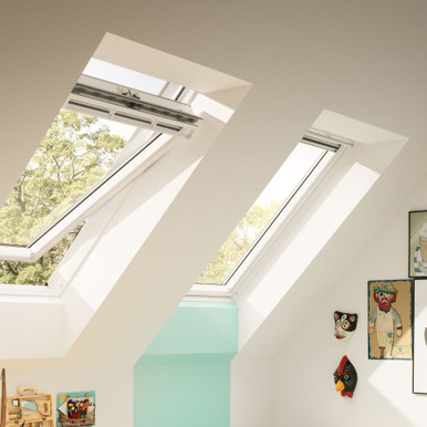 Further photograph of VELUX 550mm x 780mm White Painted Finish Centre Pivot Roof Window GGL CK02 2070