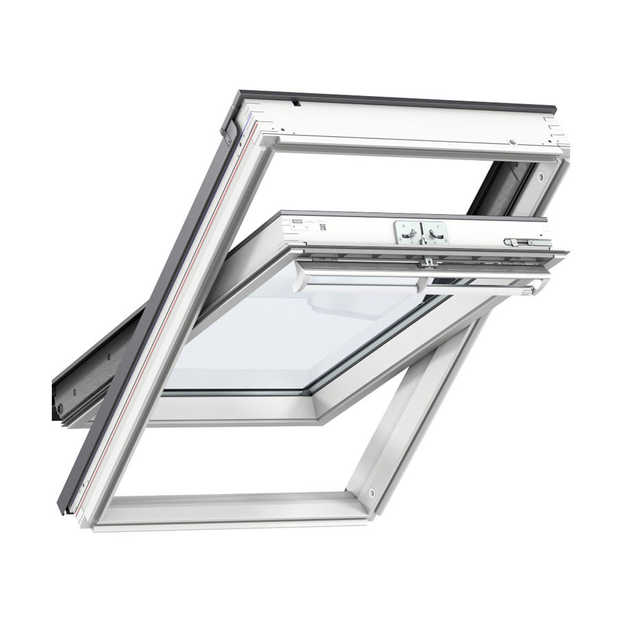 Photograph of VELUX 780mm x 980mm White Painted Finish Centre Pivot Roof Window GGL MK04 2070