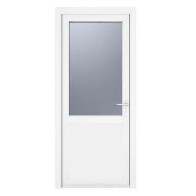 Crystal White uPVC Back Door Half Glazed Frosted Glass Left Hand Hung 2090mm x 920mm