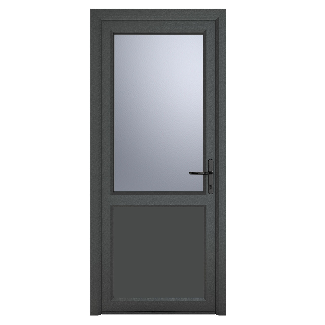 Photograph of Crystal Grey uPVC Back Door Half Glazed Frosted Glass Left Hand Hung 2090mm x 920mm