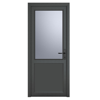 Crystal Grey uPVC Back Door Half Glazed Frosted Glass Left Hand Hung 2090mm x 920mm
