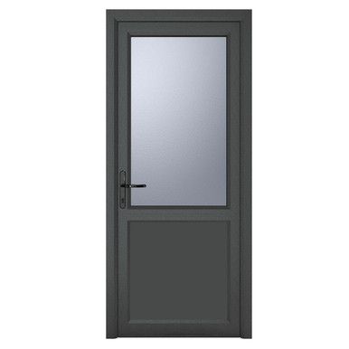 Crystal Grey uPVC Back Door Half Glazed Frosted Glass Right Hand Hung 2090mm x 920mm