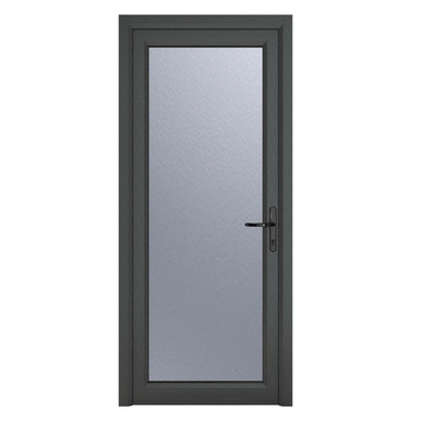 Crystal Grey uPVC Back Door Fully Glazed Frosted Left Hand Side Hung 2090mm x 890mm