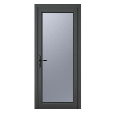 Crystal Grey uPVC Back Door Fully Glazed Frosted Right Hand Side Hung 2090mm x 920mm