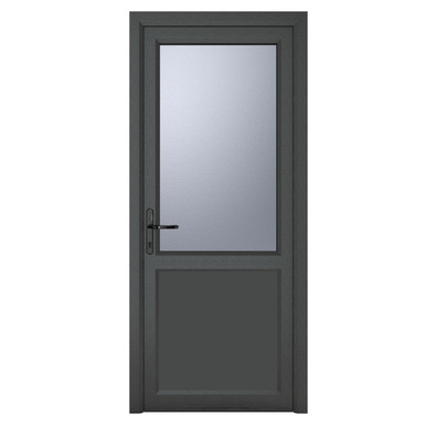 Crystal Grey uPVC Back Door Half Glazed Frosted Right Hand Side Hung 2090mm x 890mm product image