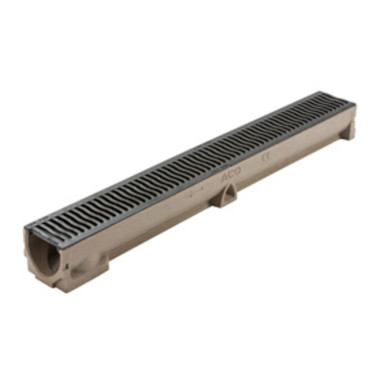 ACO Raindrain B 125 Drain Channel, Cast Iron, Stone, 1000 x 118 x 97mm, 10.97kg