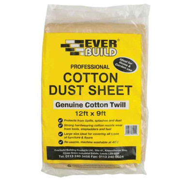 Further photograph of Everbuild Cotton Dust Sheet, Natural, 304.8mm x 410mm, 1.8kg