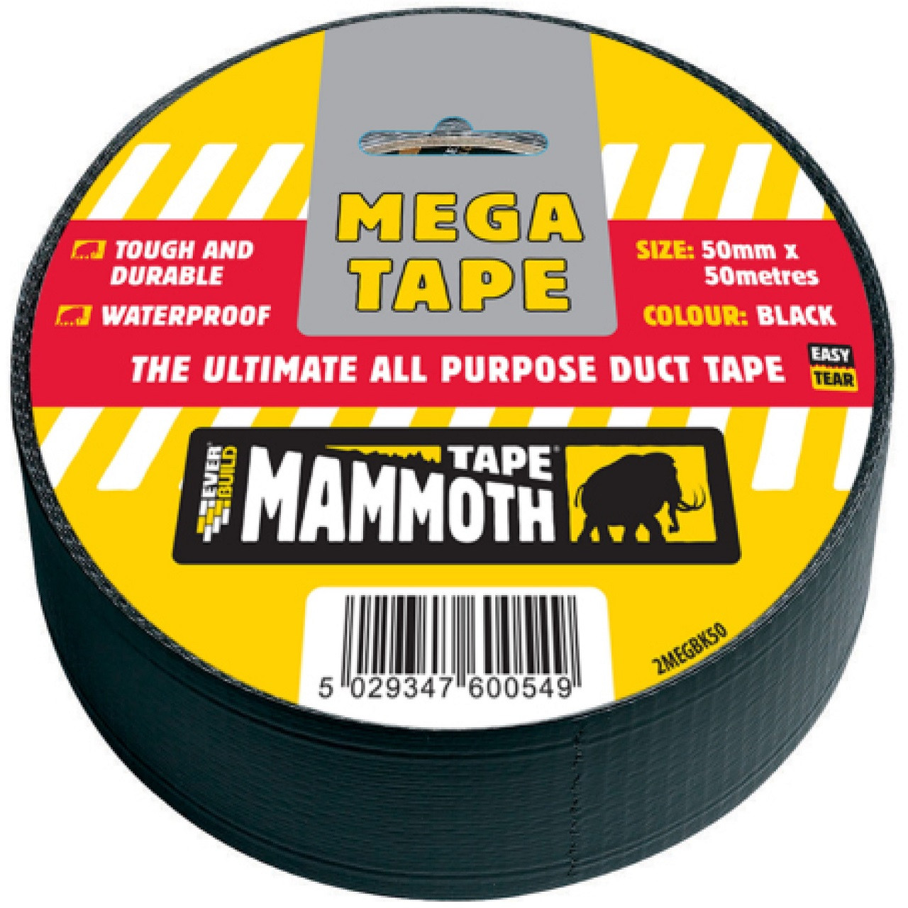 Photograph of Everbuild Mega All-Purpose Tape Black 50m Roll