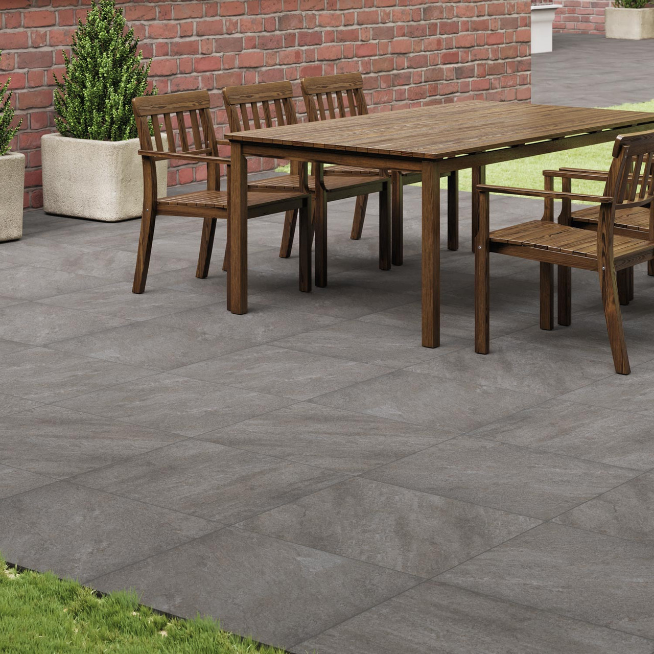 Photograph of MKM Outdoor Porcelain Tile, Anthracite, 600 x 600 x 20mm